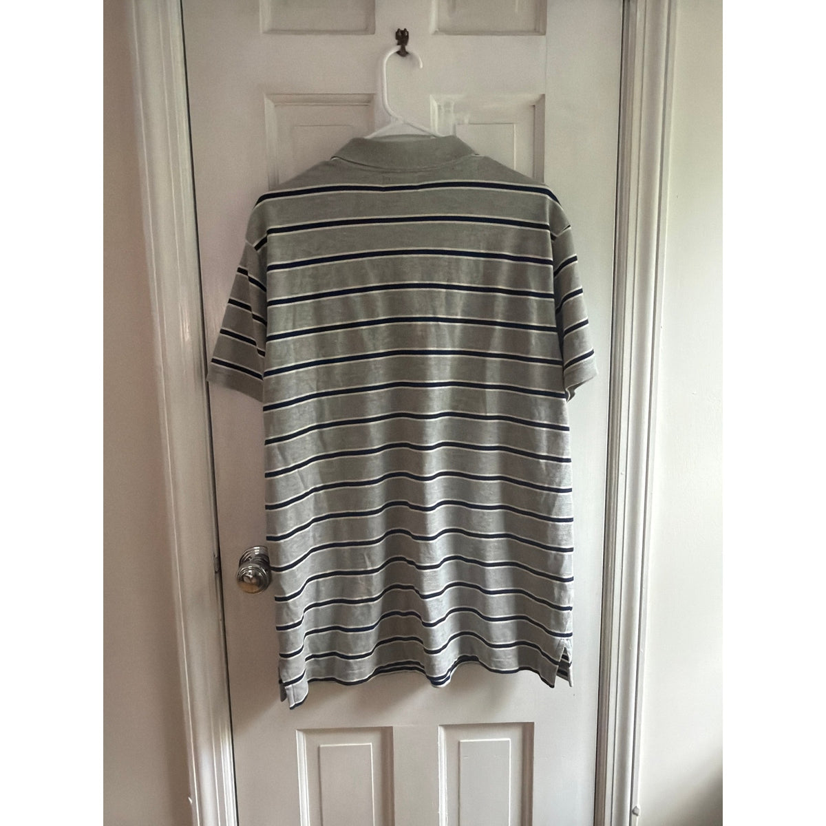 Vintage Polo Ralph Lauren Polo Shirt Men's XL Gray Blue Stripe Y2K