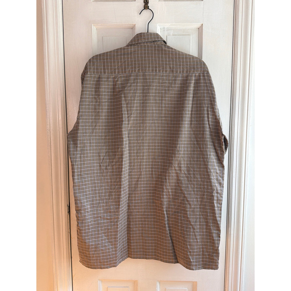 Ermenegildo Zegna Taupe & Blue Plaid Long Sleeve Button-Down Shirt Medium