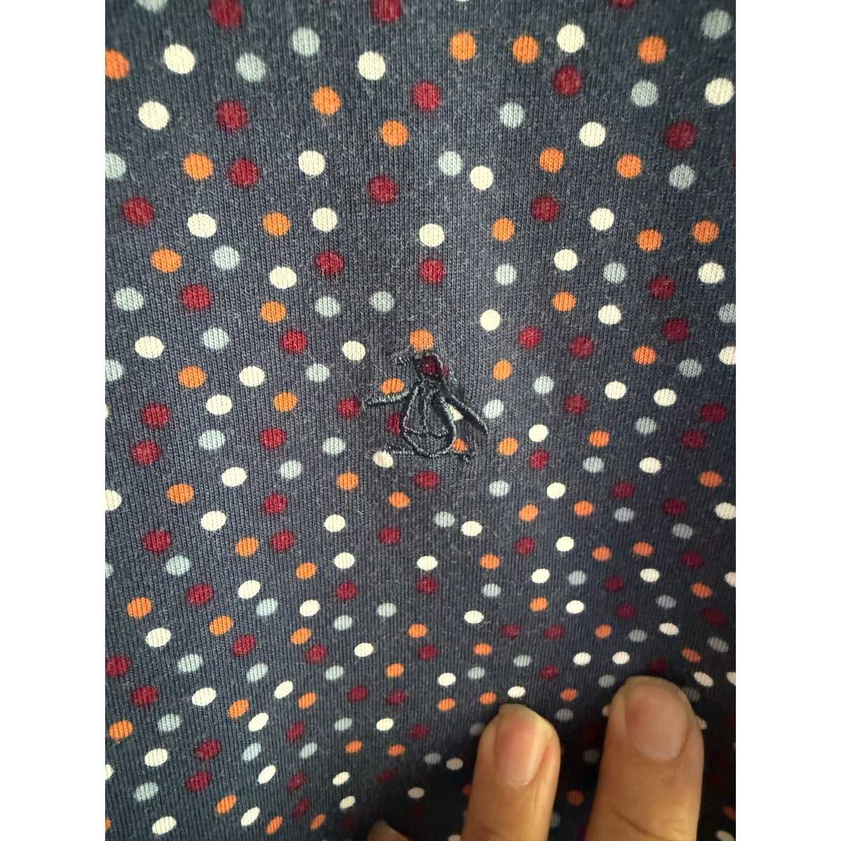 Vintage Original Penguin Navy Polka Dot Polo Shirt Small