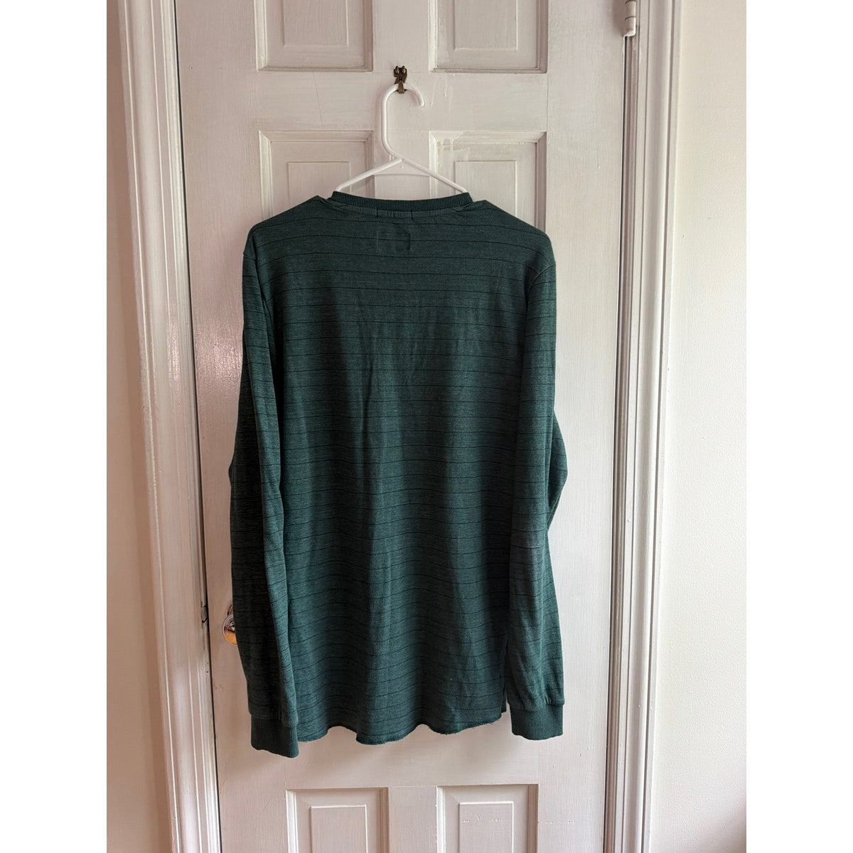 Marine Layer Green Striped Long Sleeve Henley Shirt Mens Medium