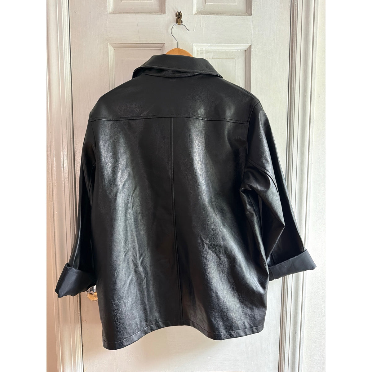 Maeve Anthropologie Faux Leather Moto Jacket Womens Medium Black Asymmetric Zip