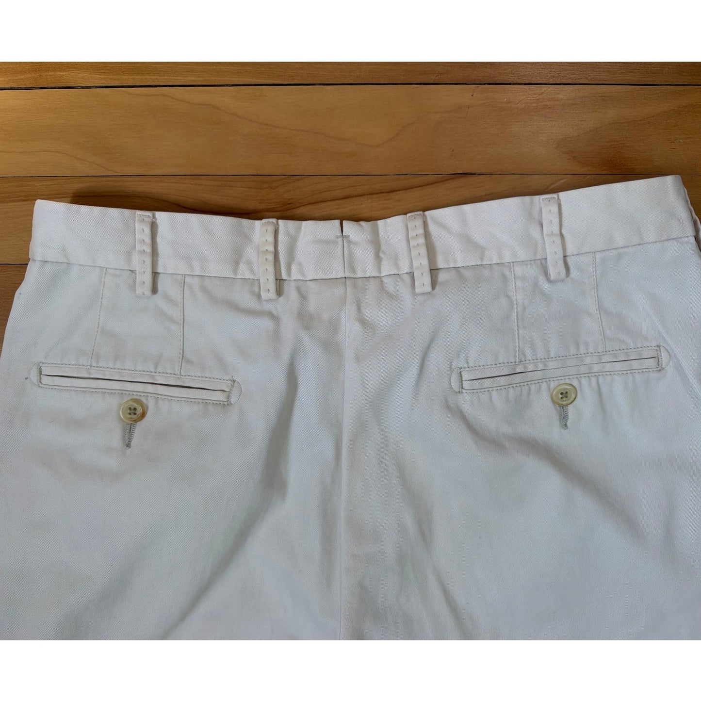 Peter Millar Size 34 White Straight Leg Trousers With Striped Lining