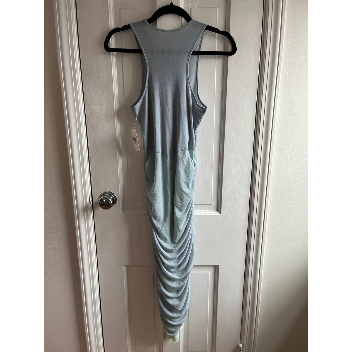 Anthropologie Ruched Mesh Midi Dress XS • Soft Blue Aesthetic • Viral Tank Silhouette