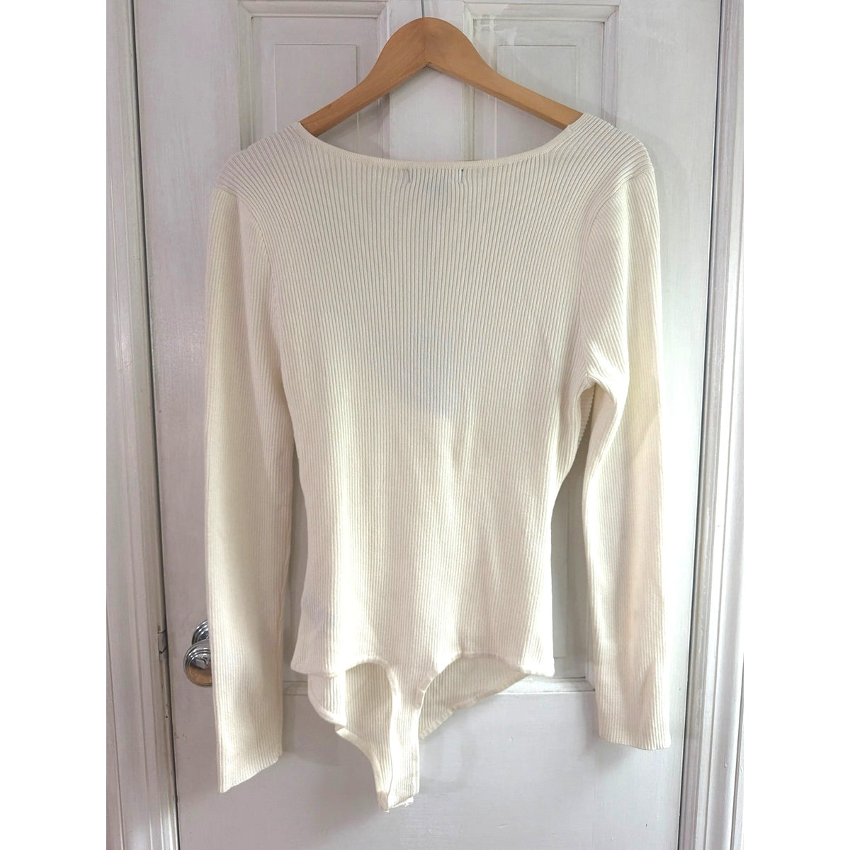 House of Harlow 1960 Ribbed Surplice Knit Bodysuit L NWT