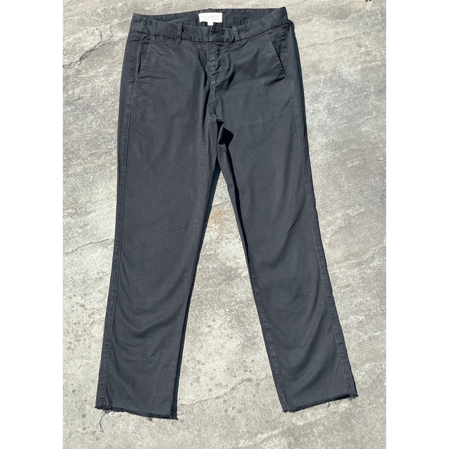 Nili Lotan East Hampton Cropped Raw Hem Black Pants Sz 0 (more like 2/4)