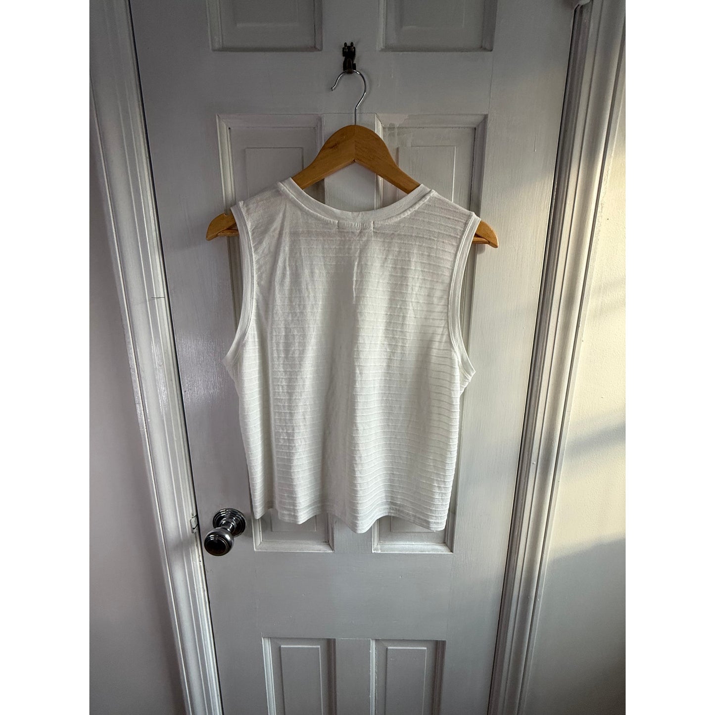Marine Layer Womens Tank Top Size L Large White Retro Striped Sleeveless EUC
