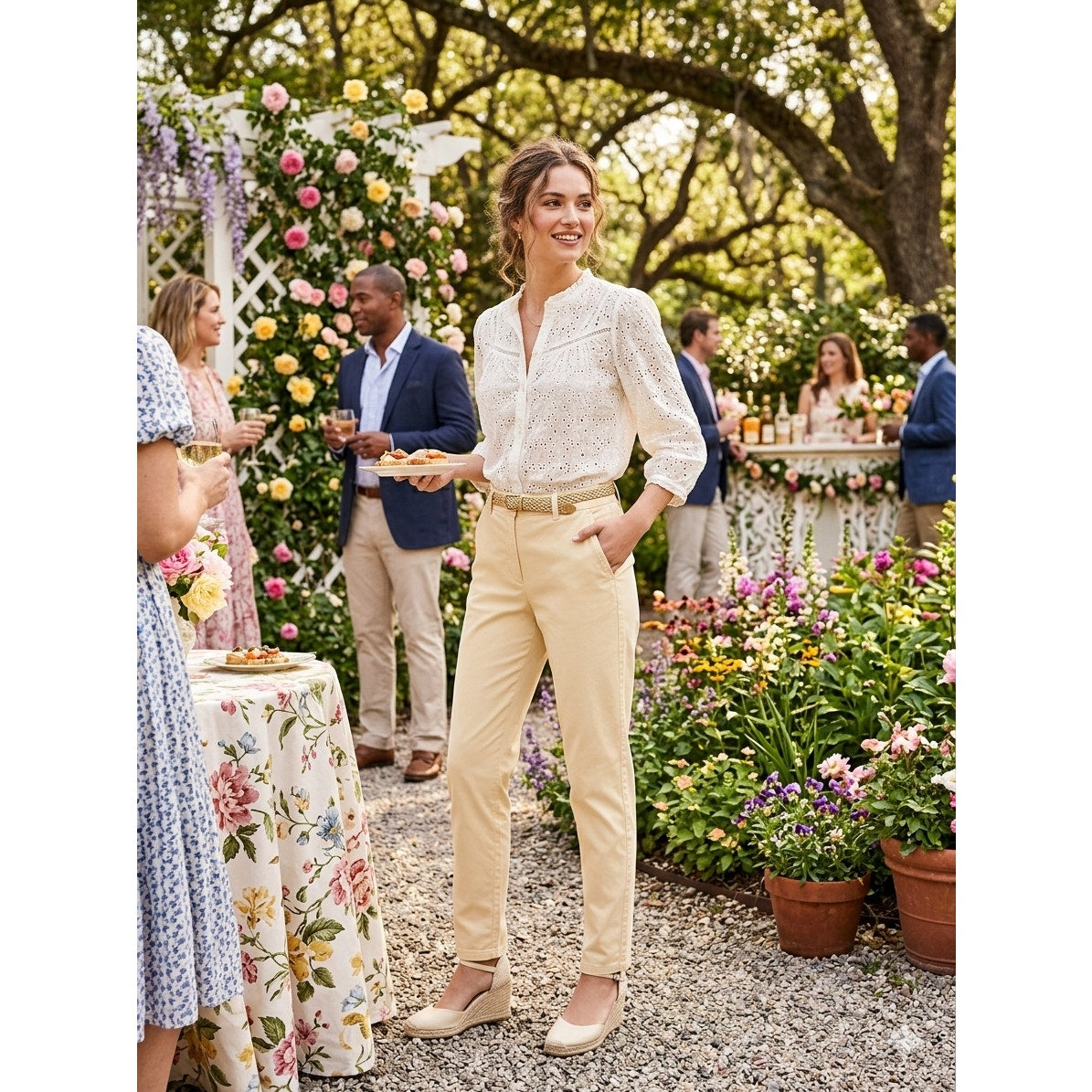 COS Cream Beige High Waisted Cotton Tapered Chino Pants Size 2 | EUC Tailored