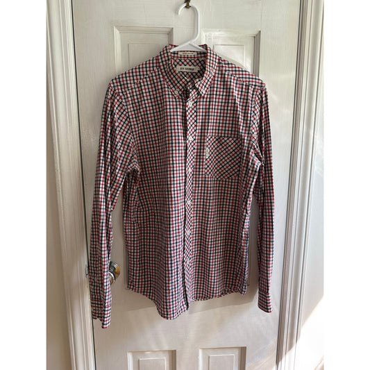 Ben Sherman Men's Red White Blue Gingham Button Down Med