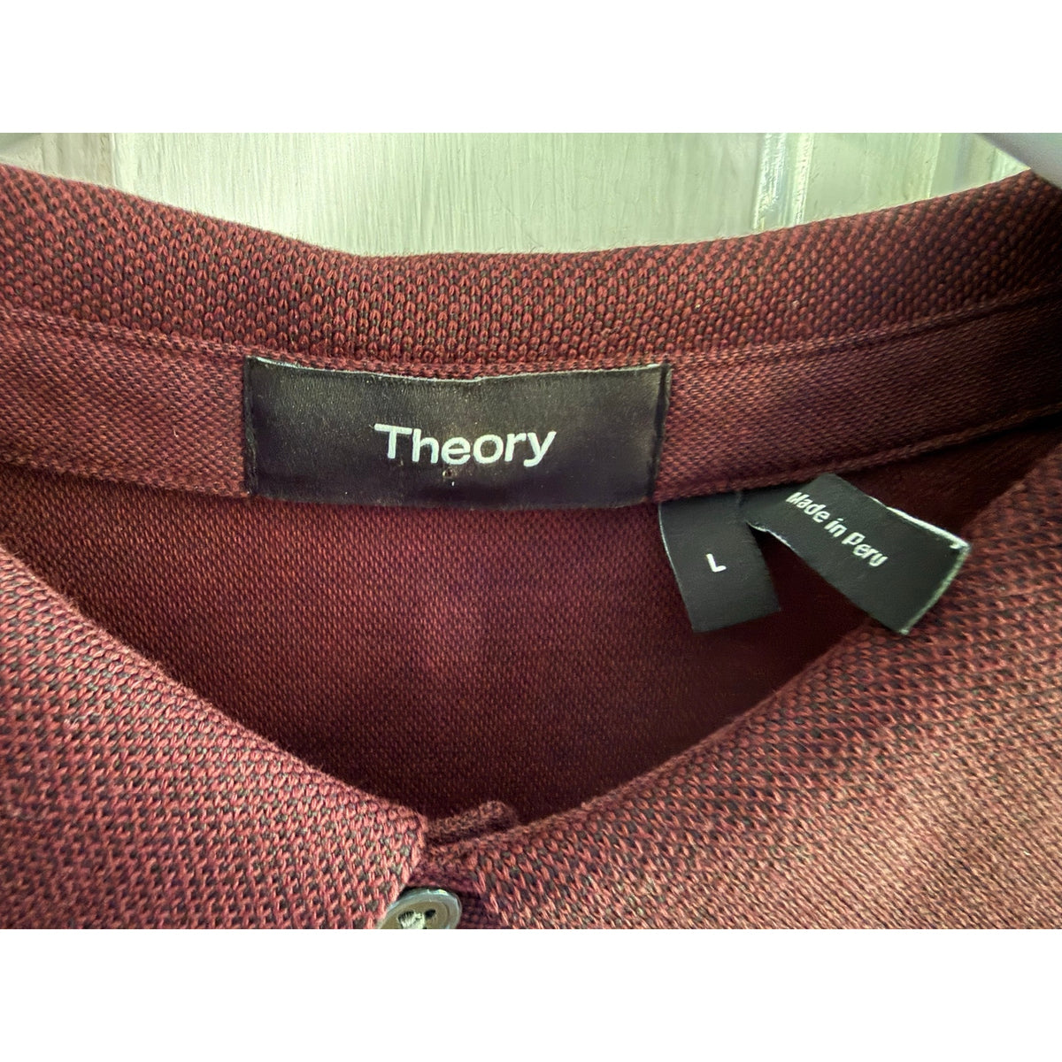 Theory Burgundy Maroon Short Sleeve Polo Shirt Men's Size Large Knit