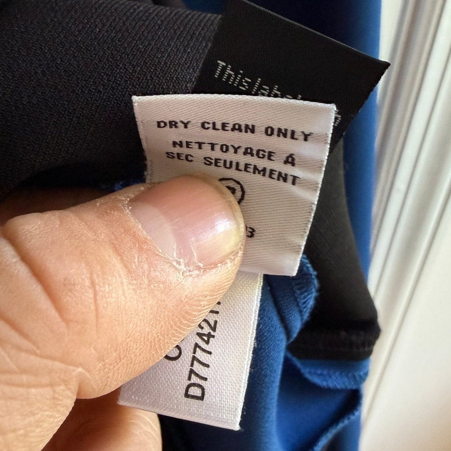 Diane von Furstenberg DVF Black & Blue Colorblock Sheath Dress 12 EUC