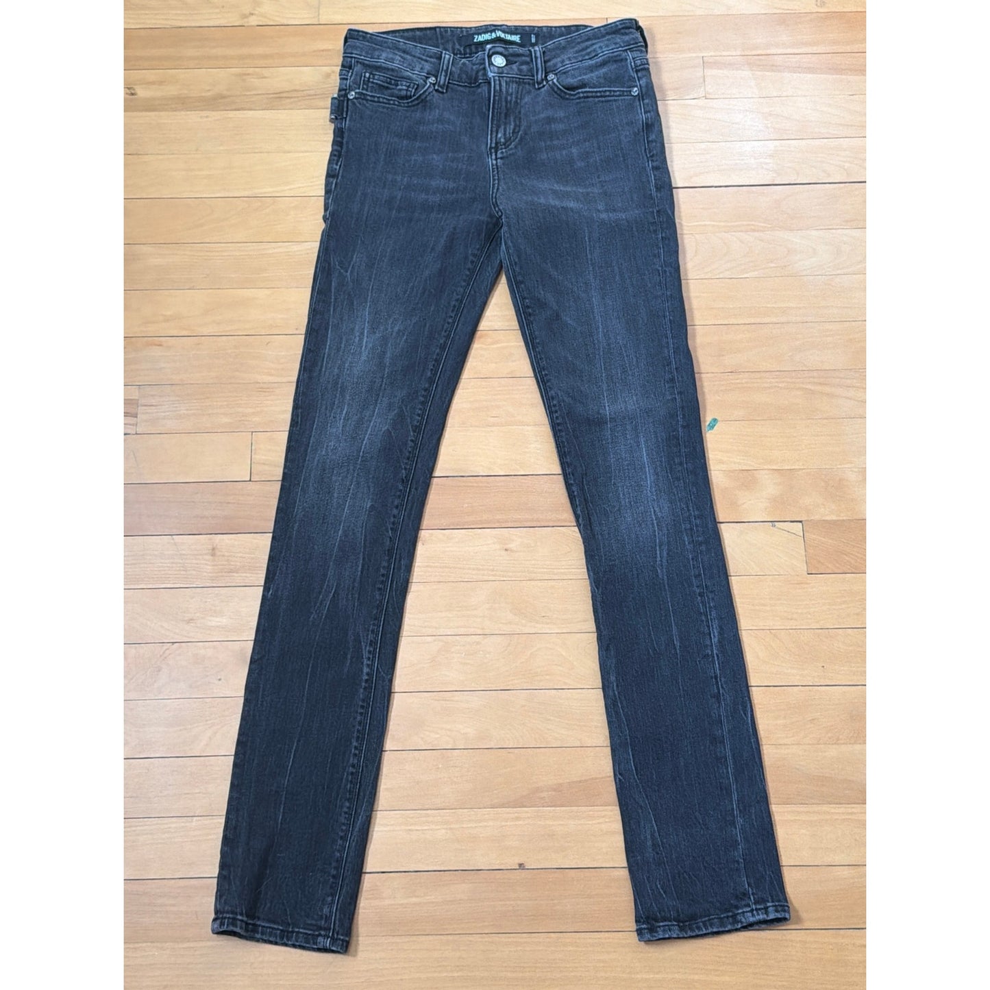 Zadig & Voltaire Size 26 Skull Button Black Mid Rise Skinny Jean