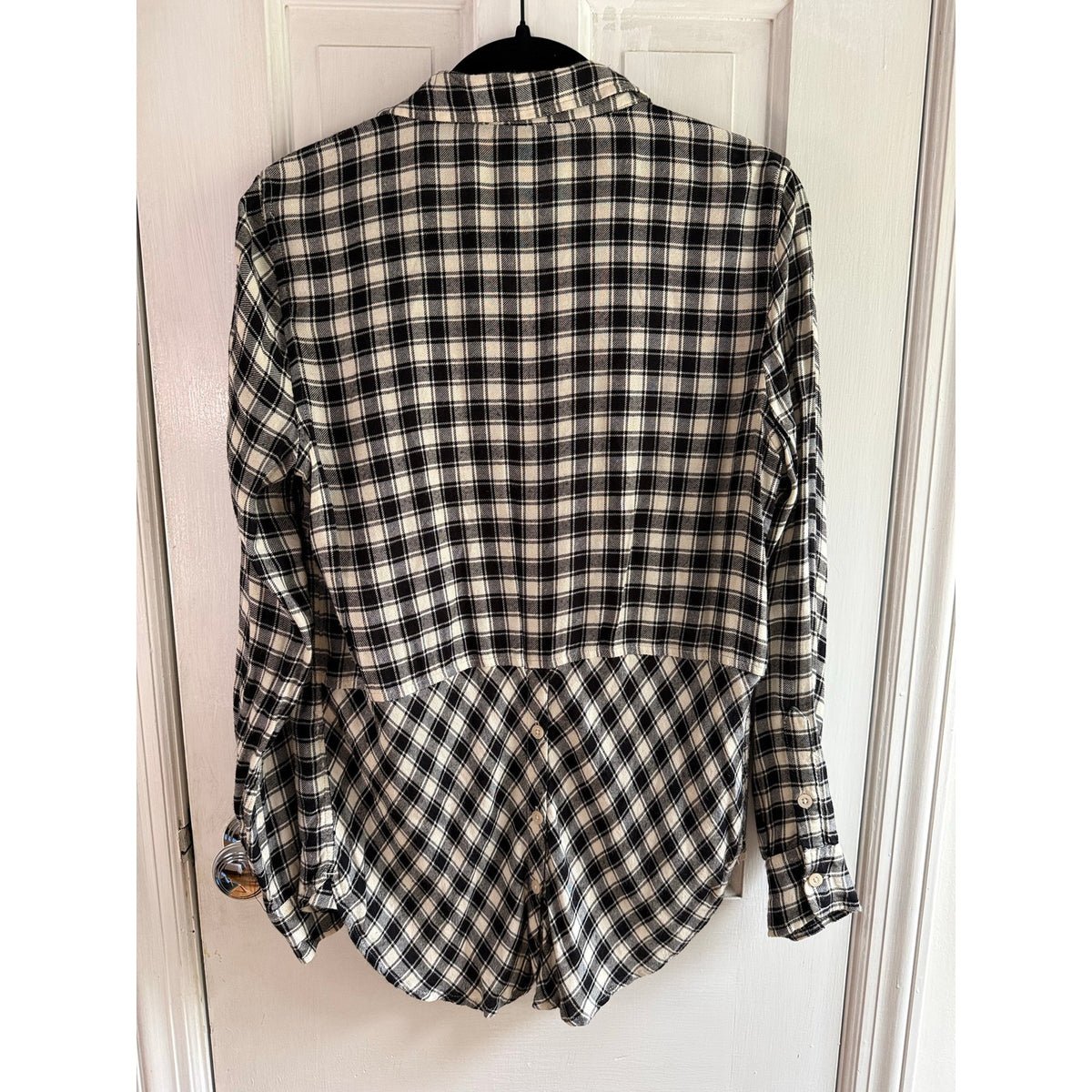 Vintage Lucky Brand Plaid Black White Shirt Dress S