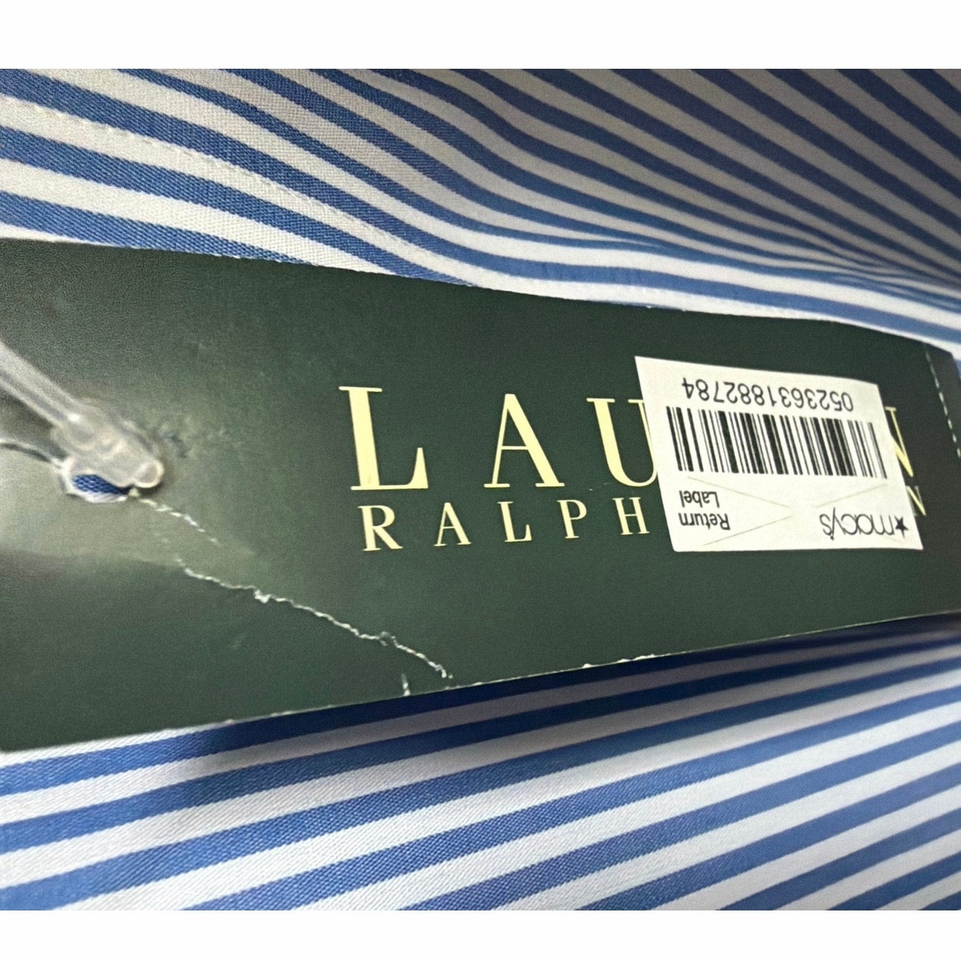 Lauren Ralph Lauren Shirt Mens 17.5 36 37 NWT Blue White Striped Shirt