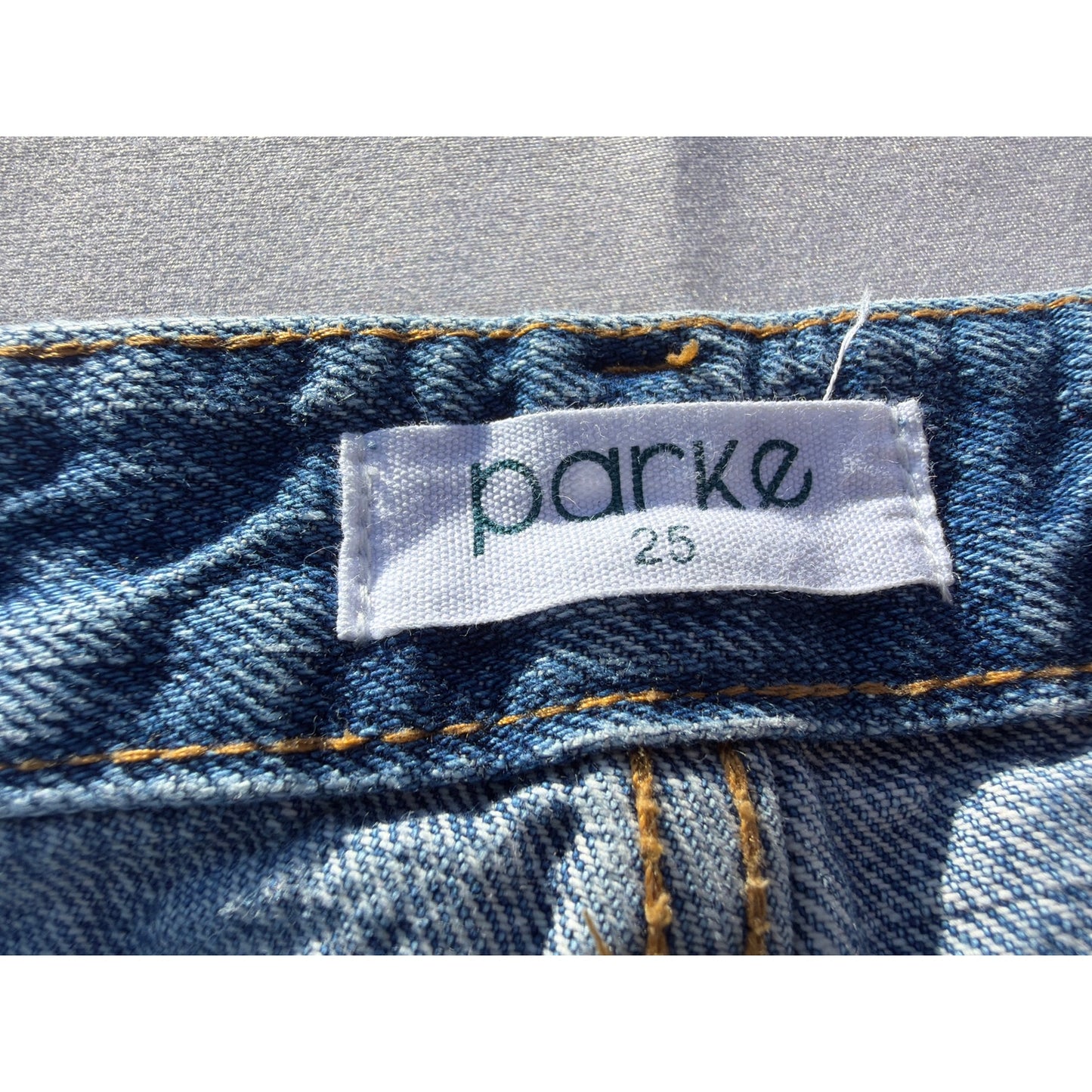 Parke Size 25 High Waist Light Wash Wide Leg Distressed Hem Jeans