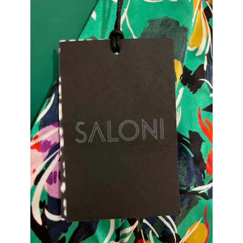 Saloni Green Floral Silk Eden Dress Size US 0, UK4, XS (NWT)