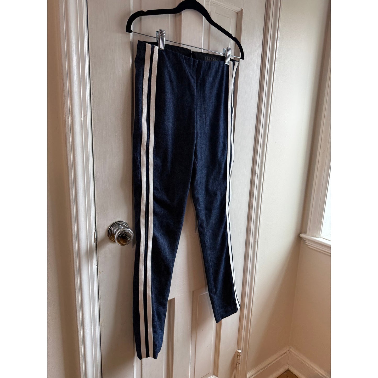 Rag & Bone Miramar Sport Stripe Track Pants 6 - Vintage Indigo Navy Denim EUC