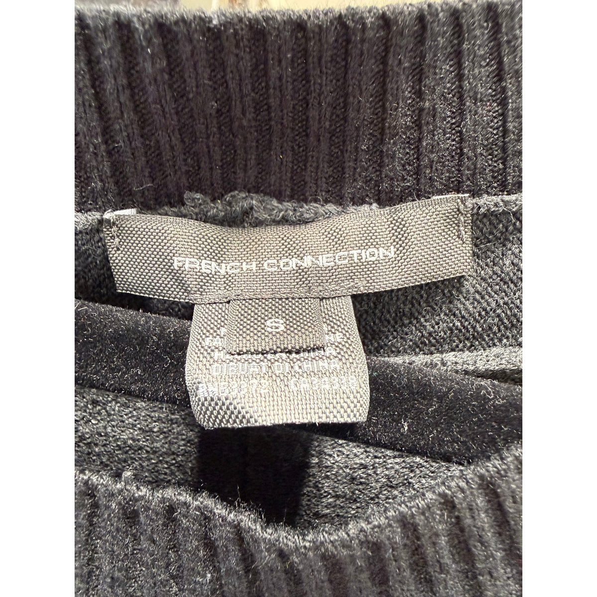 French Connection Sweater Dress Womens Small Charcoal Grey Ribbed Knit Hi-Lo Mini