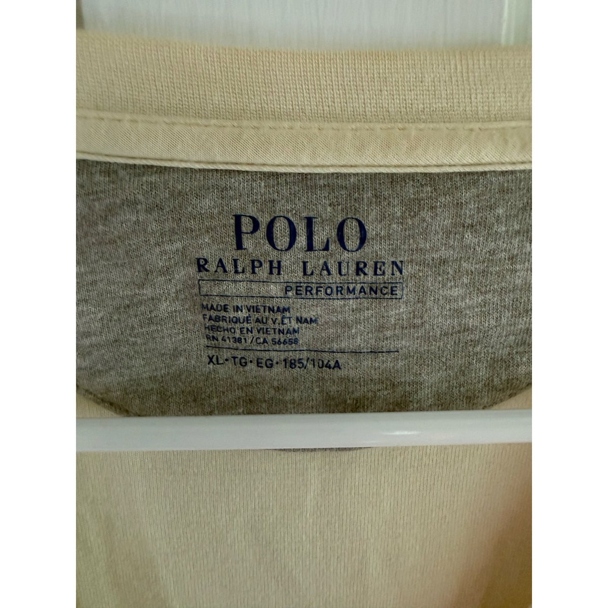 Polo Ralph Lauren Men's M Cream Long Sleeve Knit Shirt Navy Blue Pony EUC