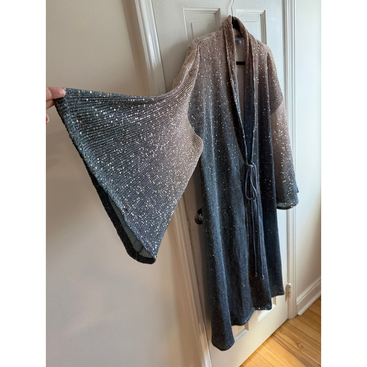 Anthropologie Sparkly Sequin Long Cardigan One Size - Stevie Nicks Boho Duster