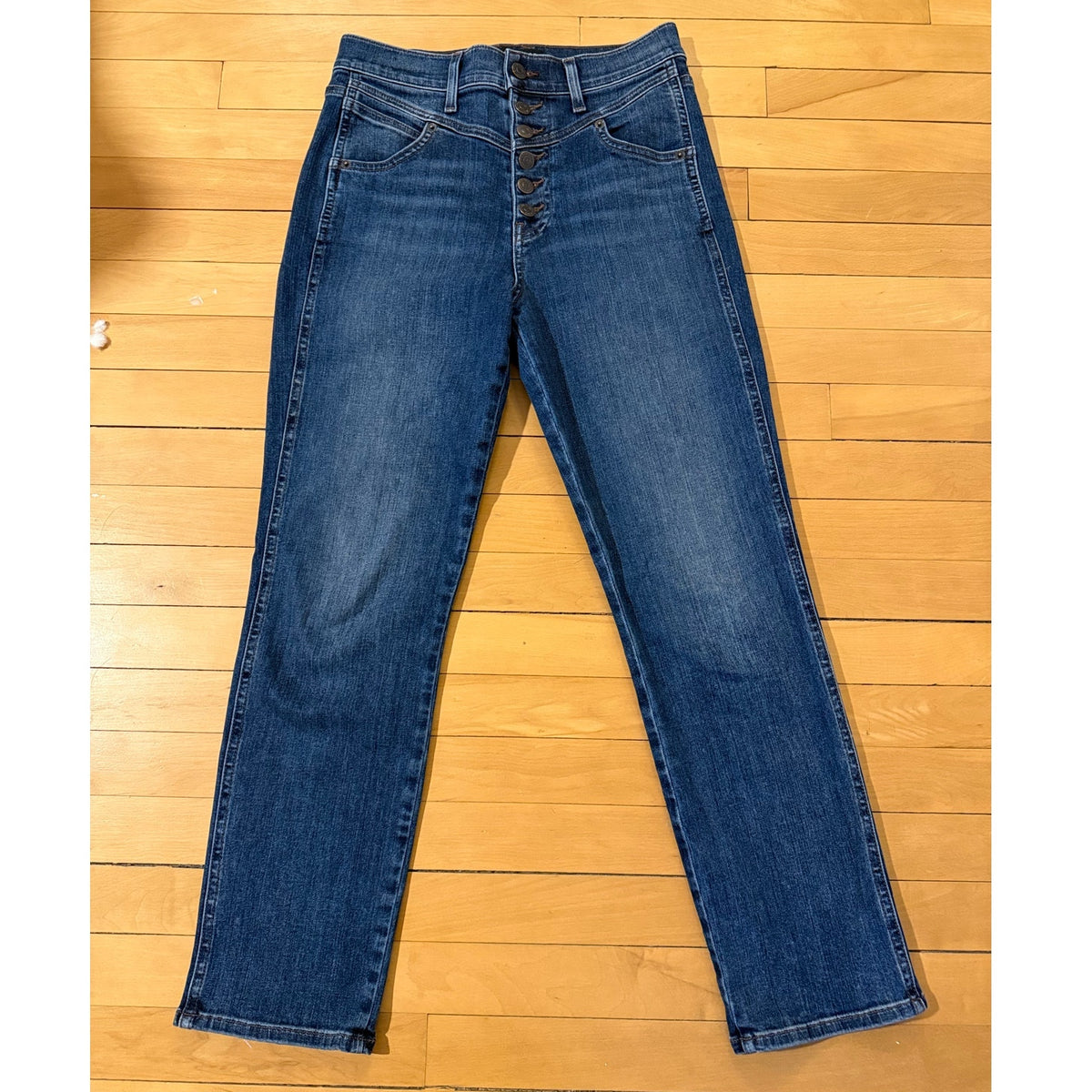 Veronica Beard Ryleigh Slim Straight High Rise Button Up Jeans Sz 27