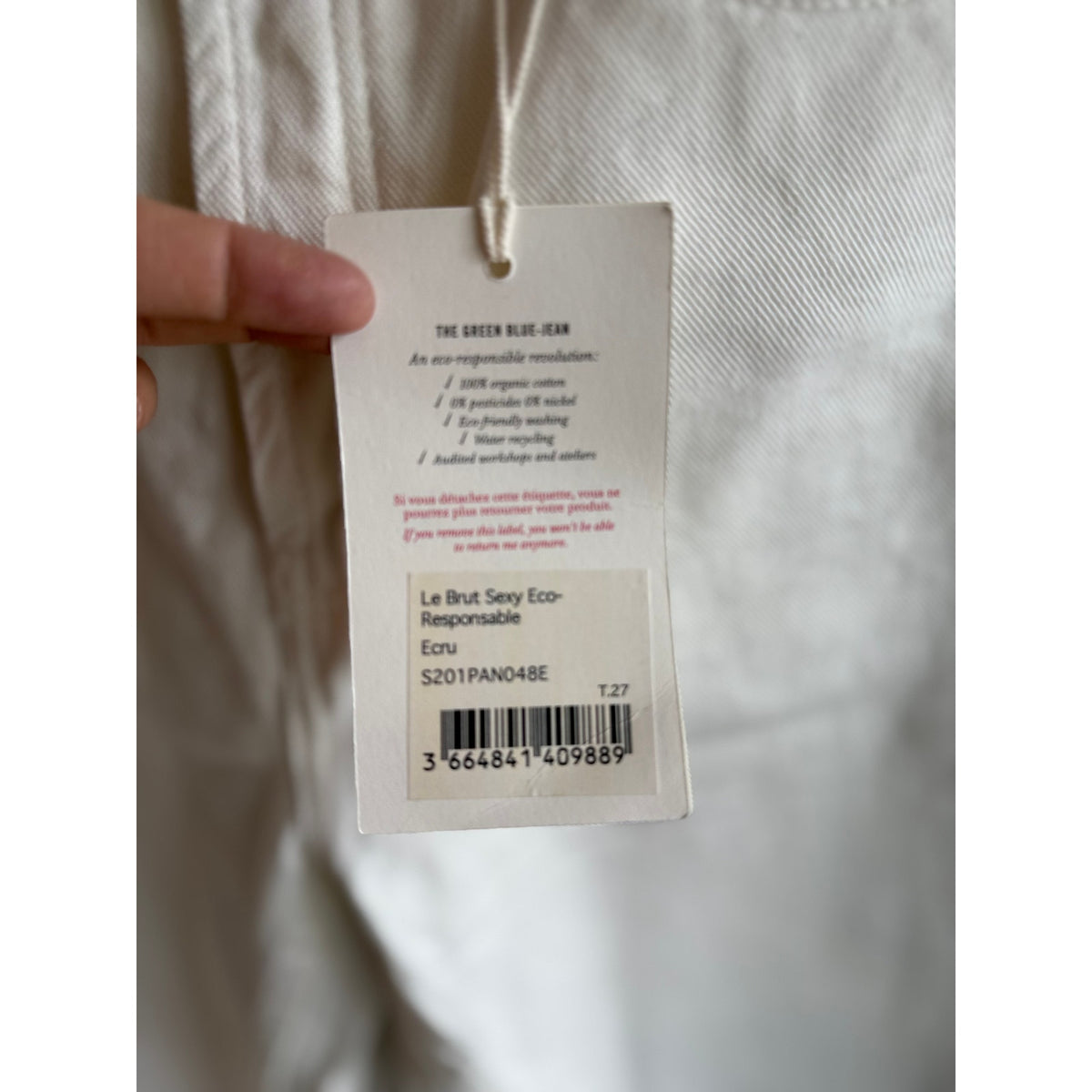 NWT Sezane Le Brut Sexy Ecru Jeans 27 - High Rise Straight Leg Denim