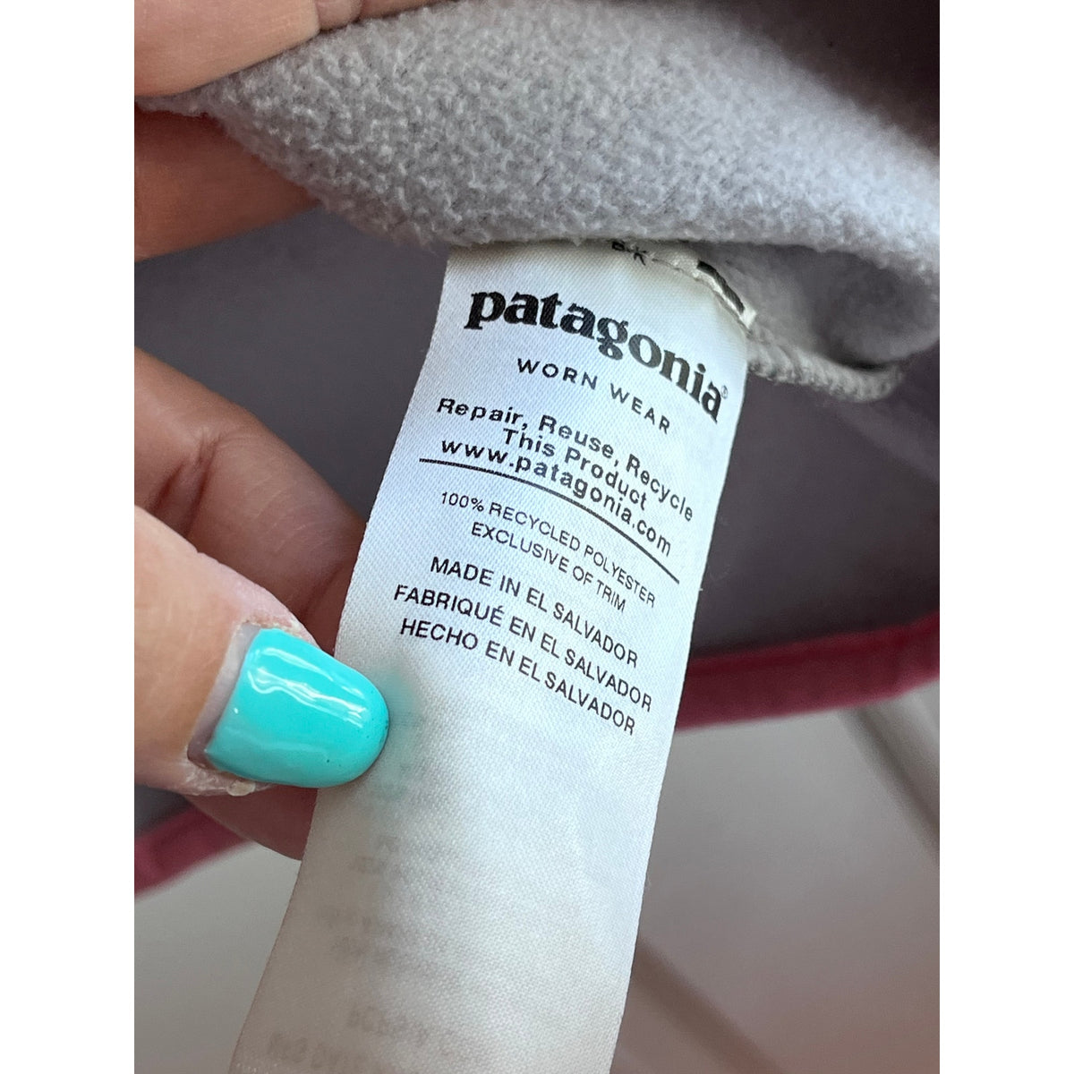 Patagonia Micro D Snap-T Fleece Pullover Heather Grey Pink Trim Women M