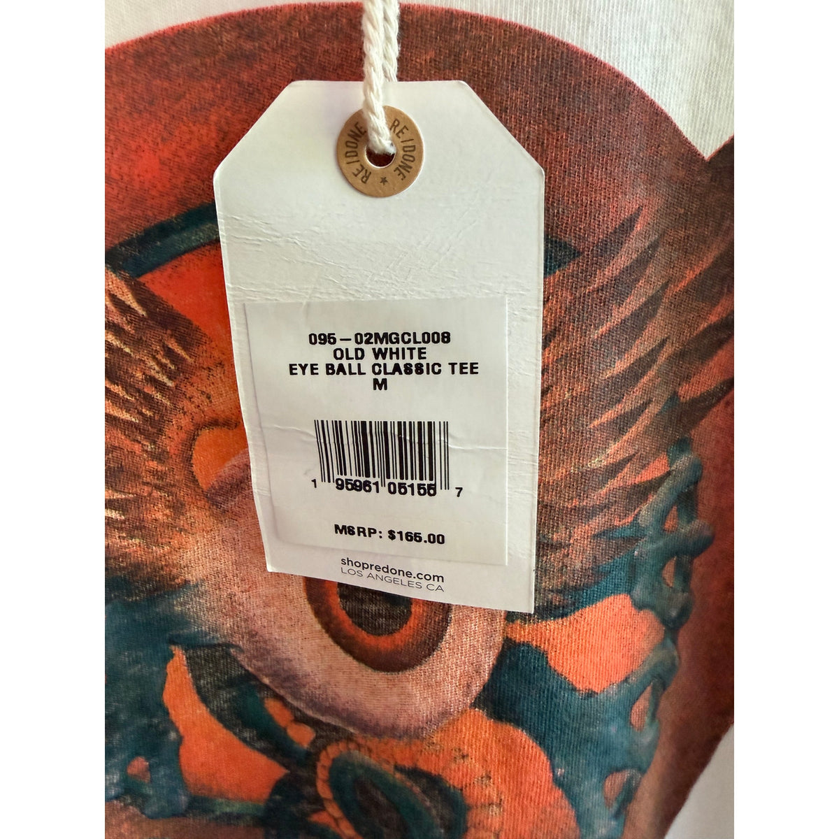 RE/DONE  Eyeball Graphic Classic Men's Tee Size Medium NWT Vintage White