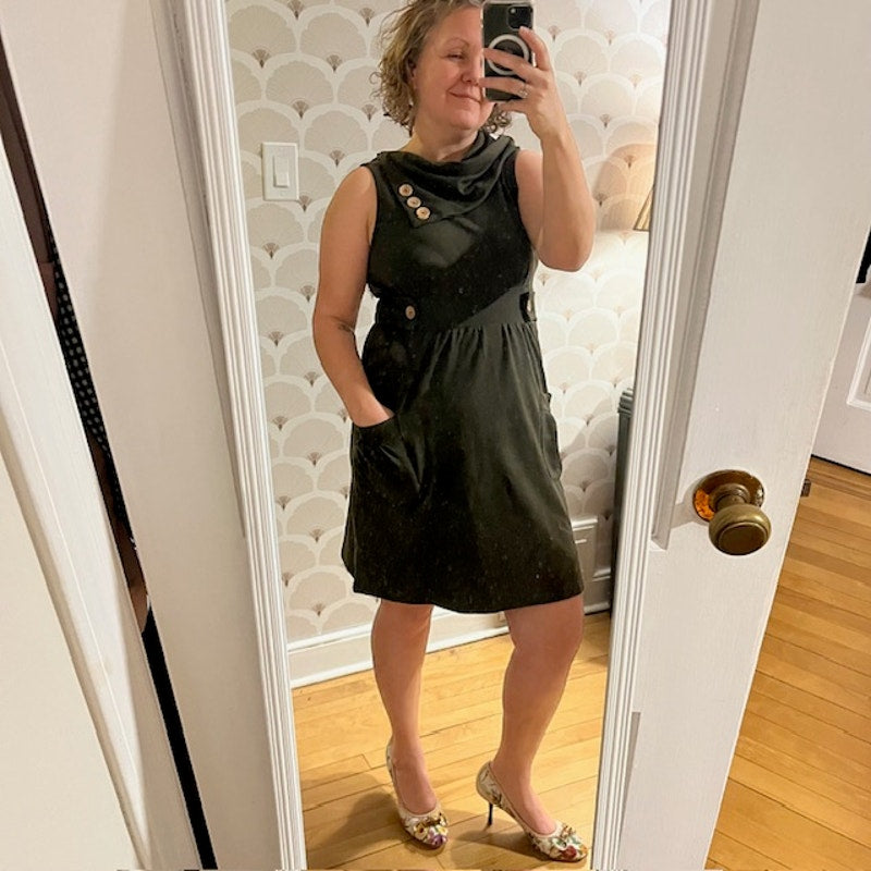 Vintage Dress Olive Green - Small