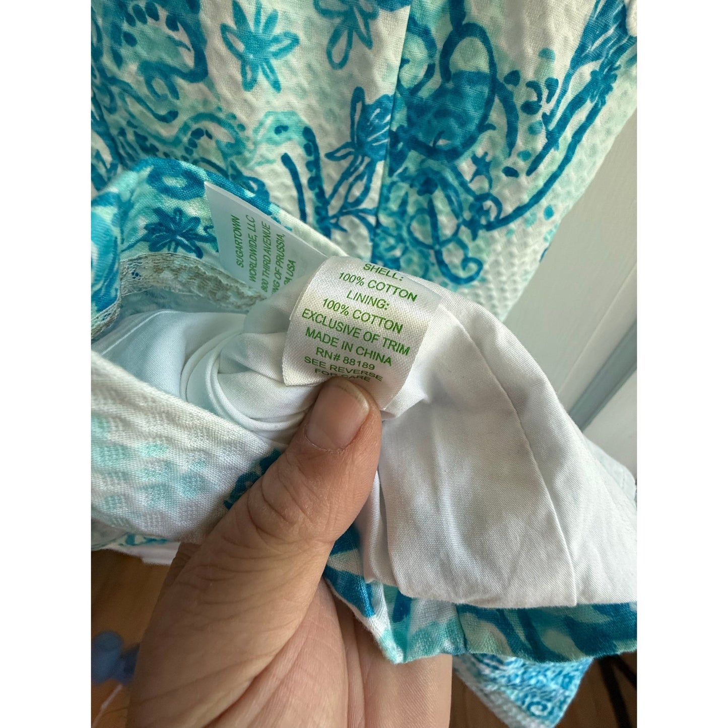 Lilly Pulitzer Blue & White Cotton Shift Dress - Size 12 (EUC)