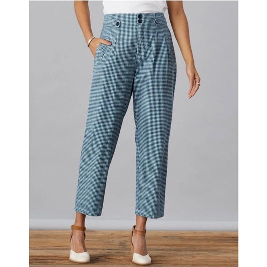 Sundance Life of Dreams Plaid Pants 4 Cropped Wide Leg Boho Artisan Academia 🪵
