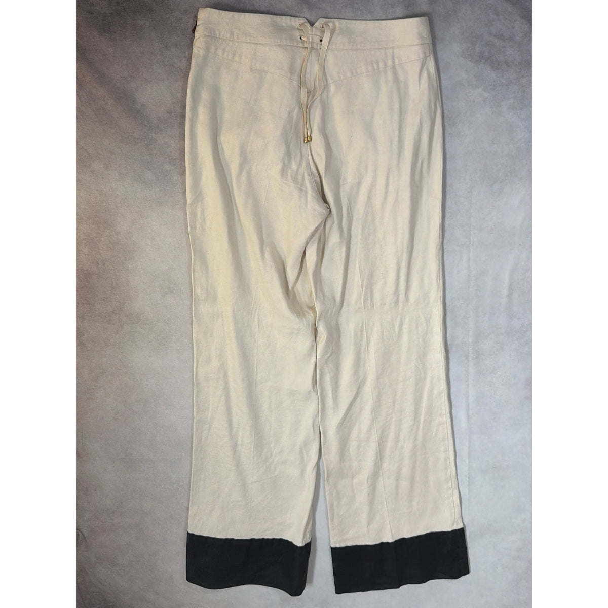 Leifsdottir Anthropologie Linen Sailor Wide Leg Pants Womens 4 Cream Colorblock