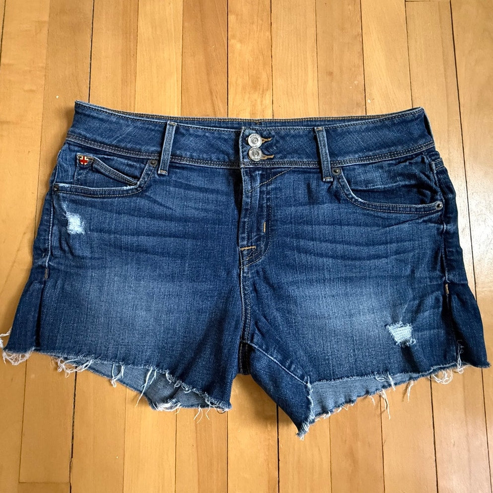 Hudson Mid Rise Denim Cut-Off Shorts | Size 29 | Dark Wash | EUC | Distressed