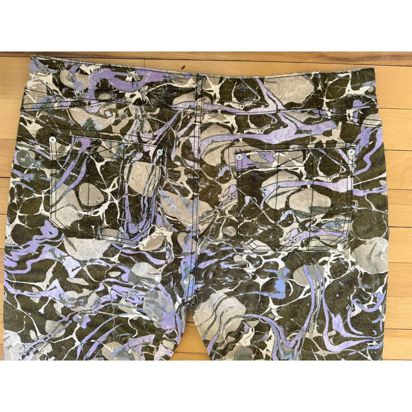 Anthropologie Pilcro The Wanderer Low Rise Wide Leg Pants 32 Purple Green Fluid EUC