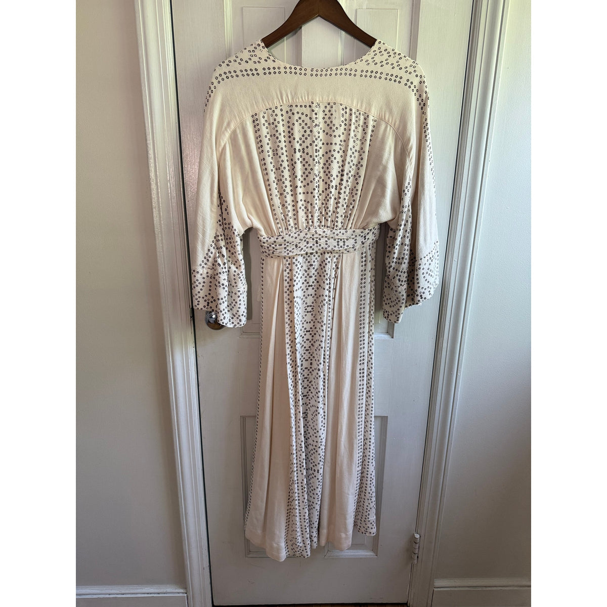 Free People Modern Kimono Maxi Dress Ivory Print Size 0 EUC