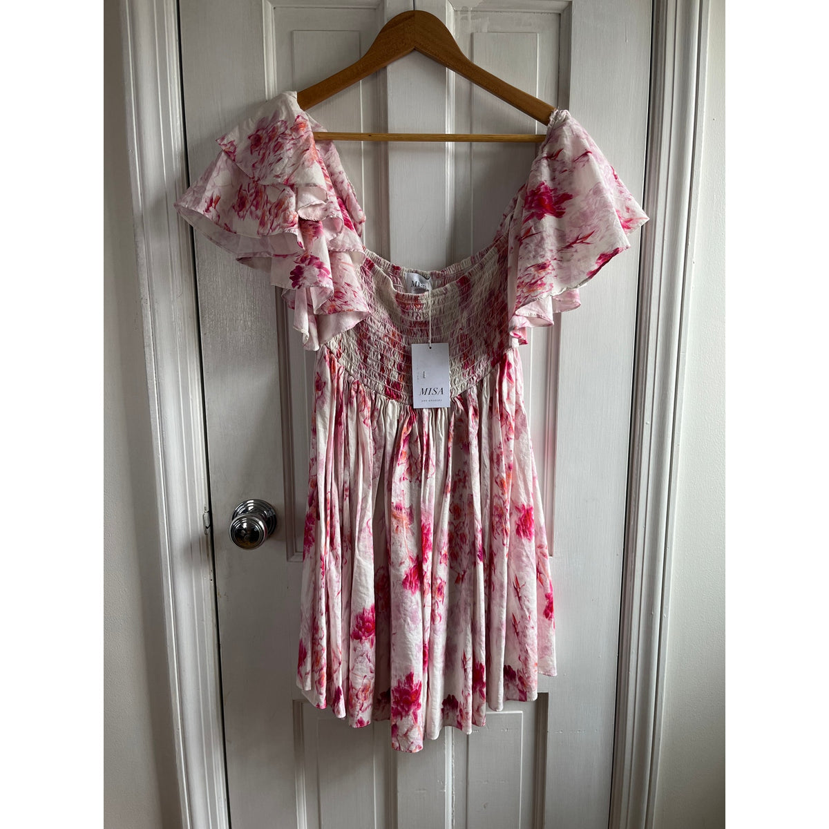 NWT MISA Los Angeles Dina Abstract Floral Smocked Mini Dress 🌸 Sold Out! Sz M