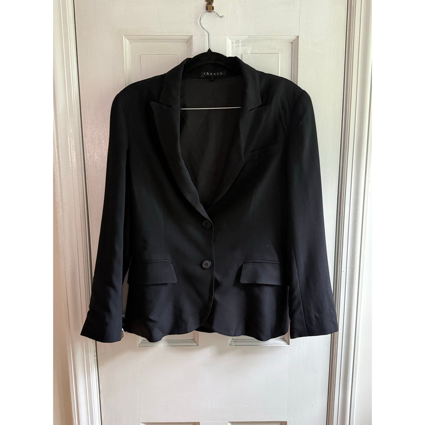 Theory Black Wool Blend Blazer Size 8