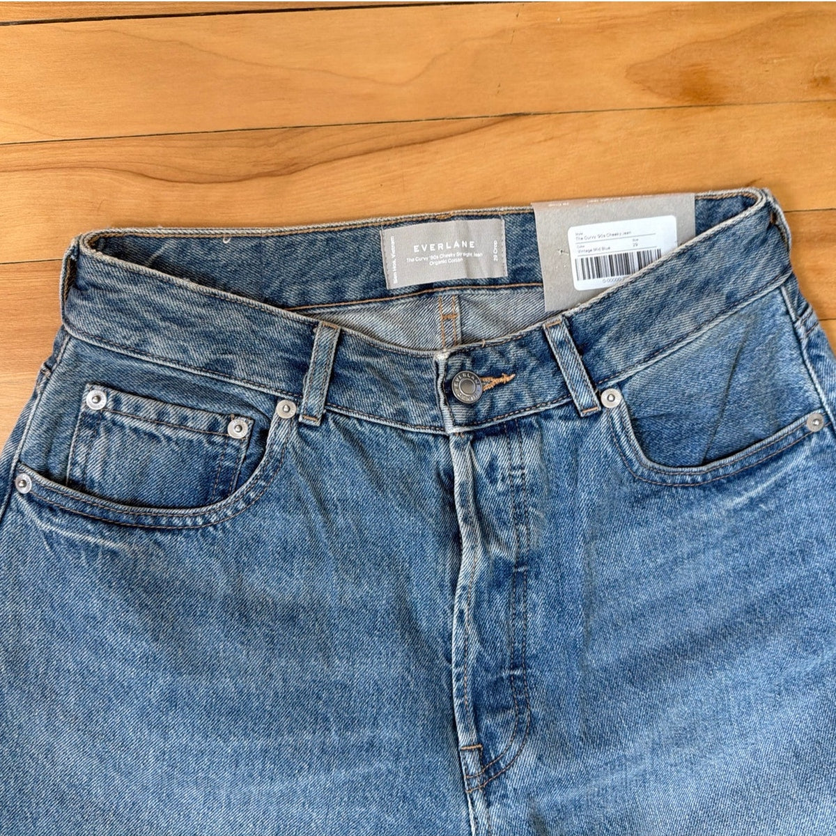Everlane The Curvy 90s Cheeky Straight Jean Vintage Mid-Blue 29 NWT