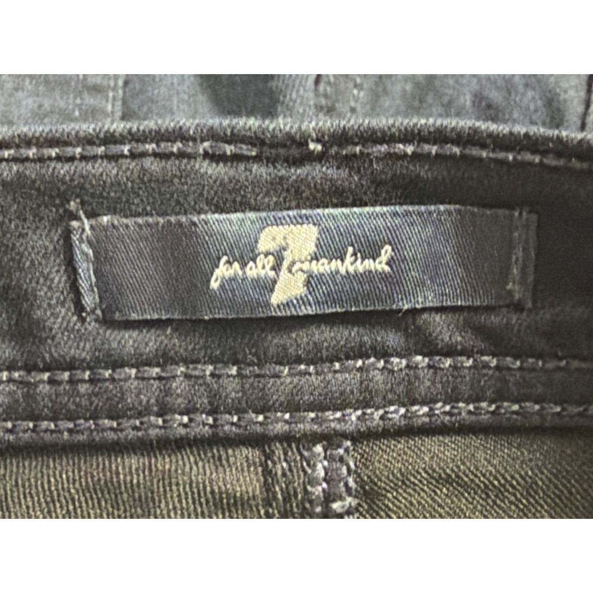 7 For All Mankind Black Flare Bootcut Jeans Size 23 Stretch Y2K Low Mid Rise 32