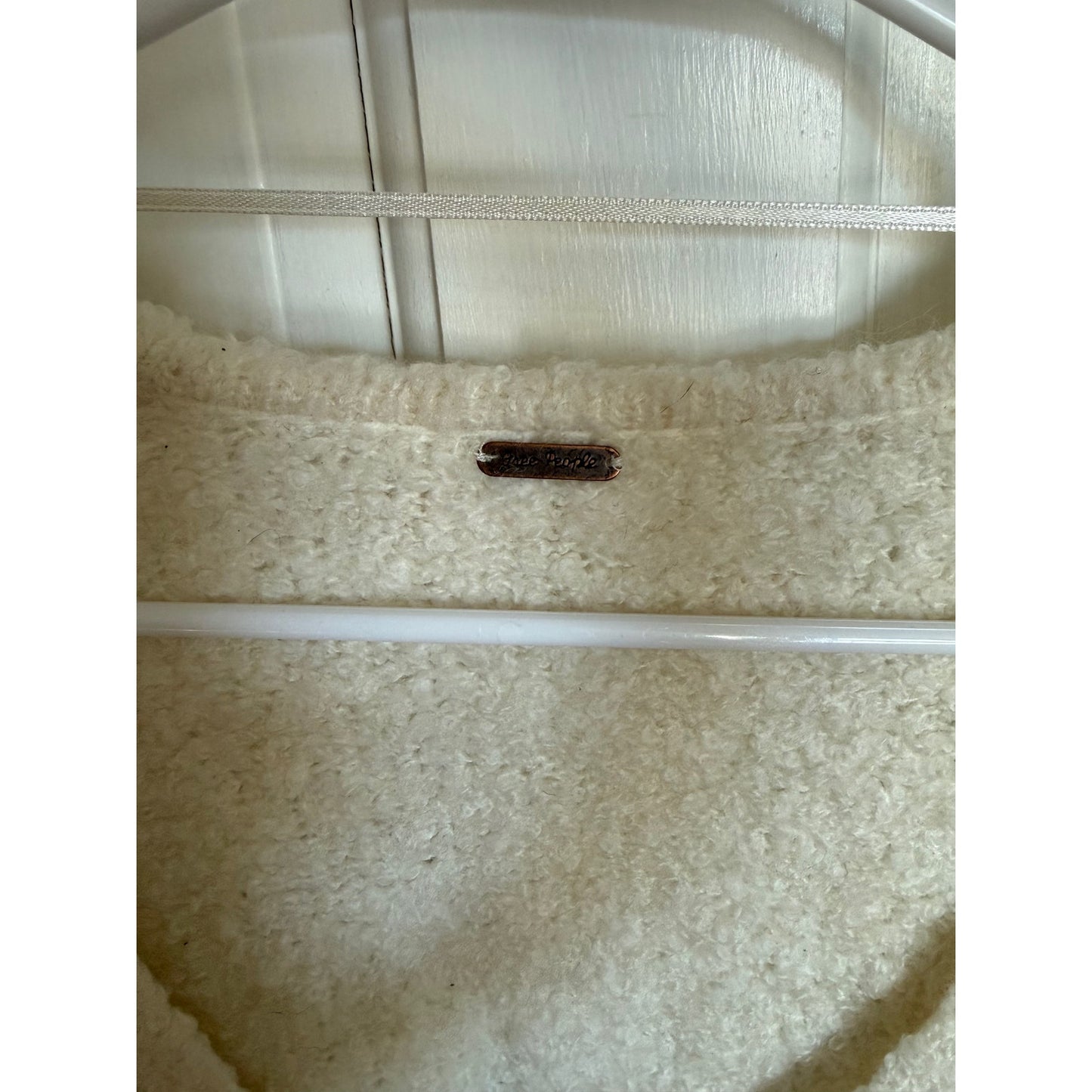 Free People White Sweater V-neck Size Medium