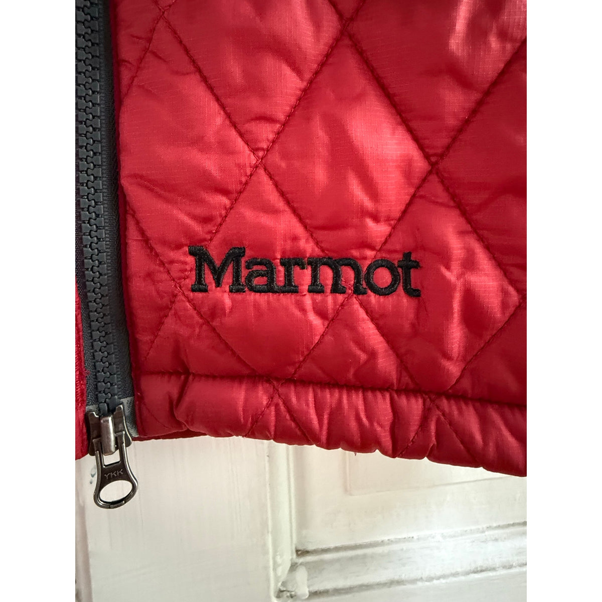 Marmot Puffer Jacket Small Red Diamond Quilted Zip Insulated