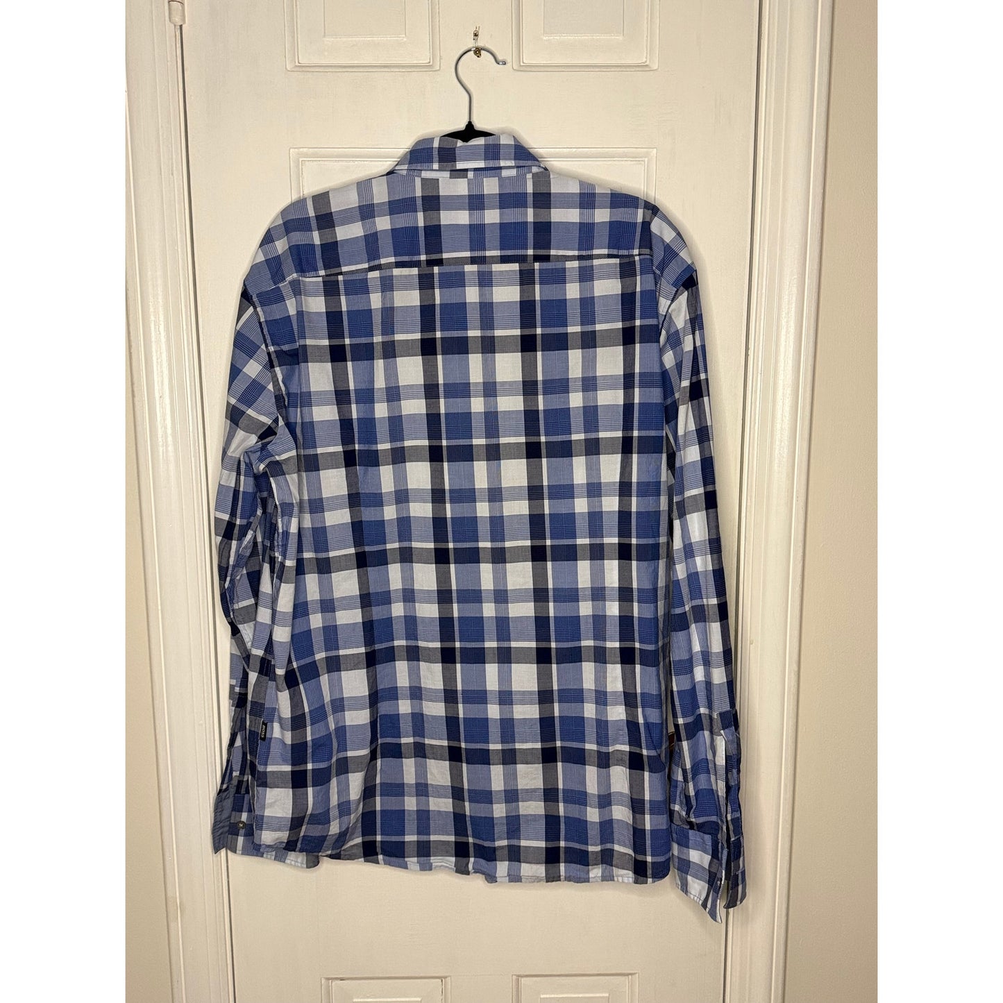 Hugo Boss Slim Fit Button Down Shirt Blue/White Plaid XL