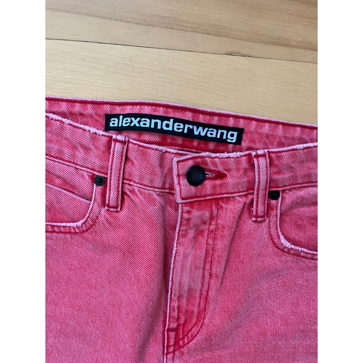 Alexander Wang Cult Jeans High Rise Straight Sz 25 Coral Red Y2K Early Wang