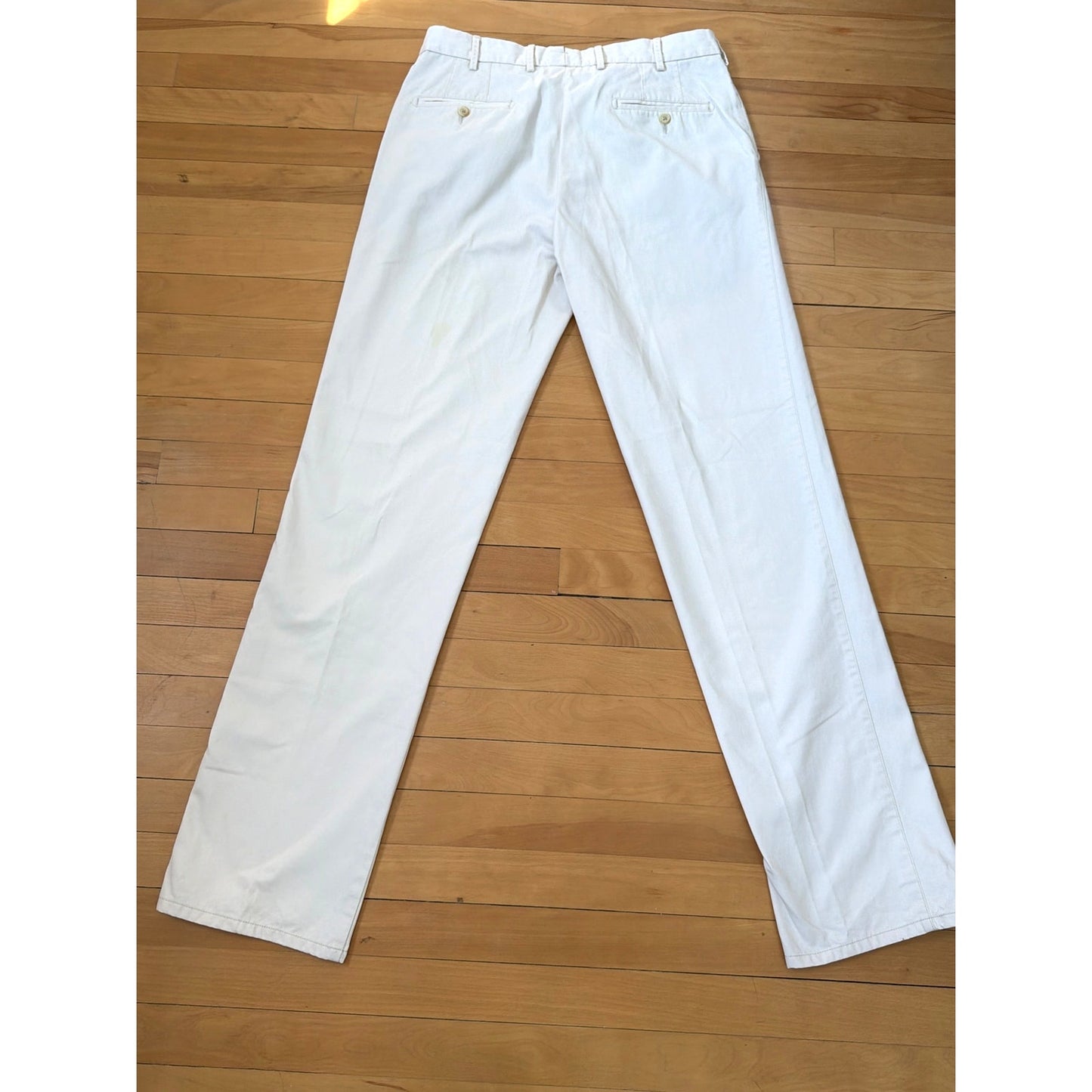 Peter Millar Size 34 White Straight Leg Trousers With Striped Lining