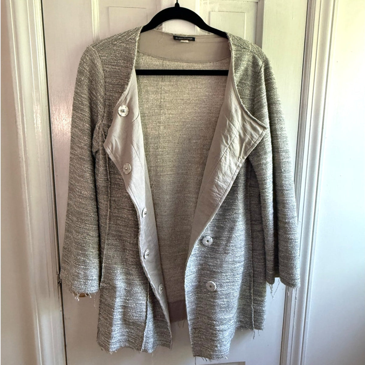 Eileen Fisher Gray Knit Notch Collar Blazer Jacket Women's Size Small Sample