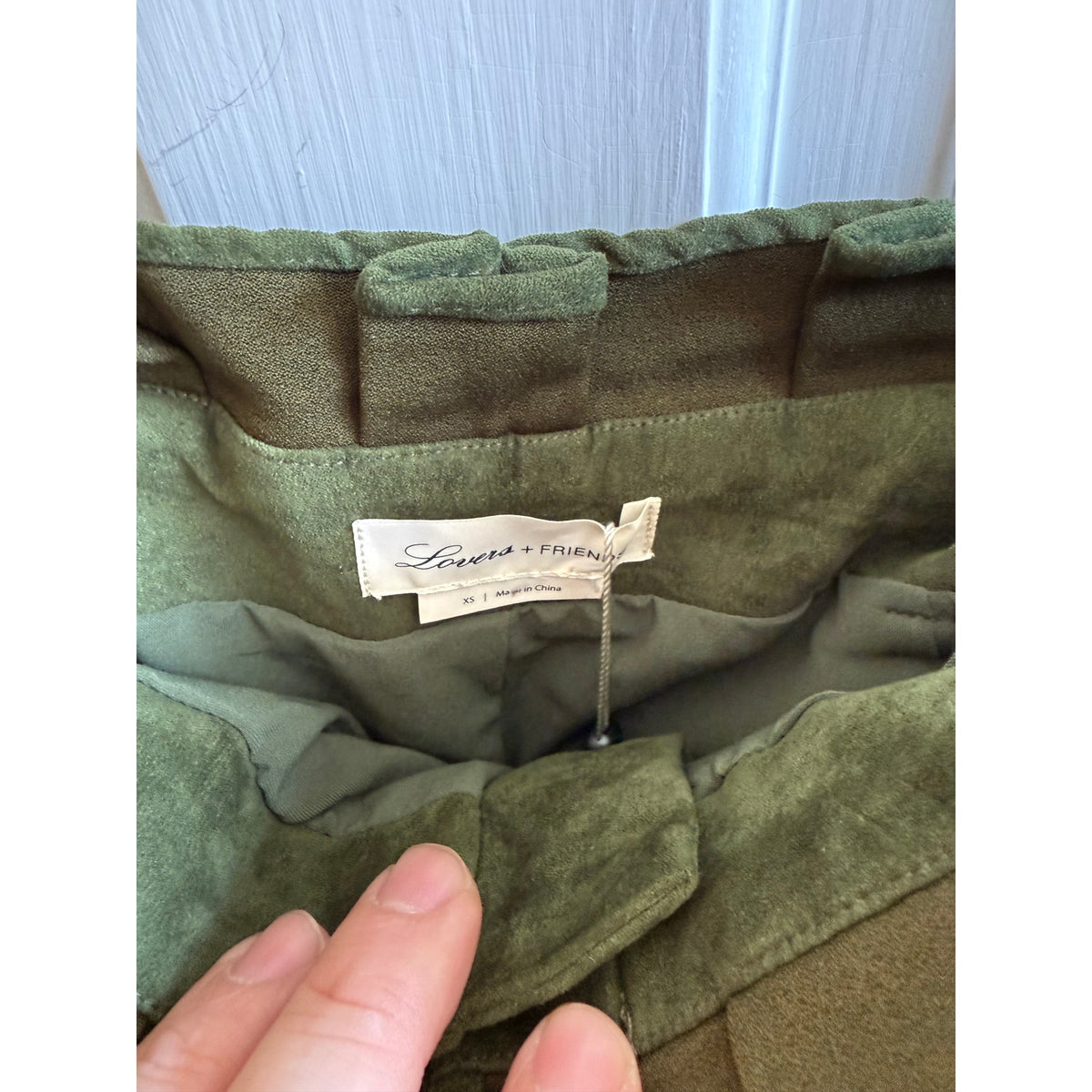 NWT Lovers + Friends Green Faux Suede Paperbag Waist Shorts Size XS