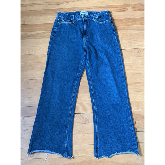PAIGE Leenah Ankle Distressed Ripped Hem Mid Rise WIDE Leg Jeans Size 29
