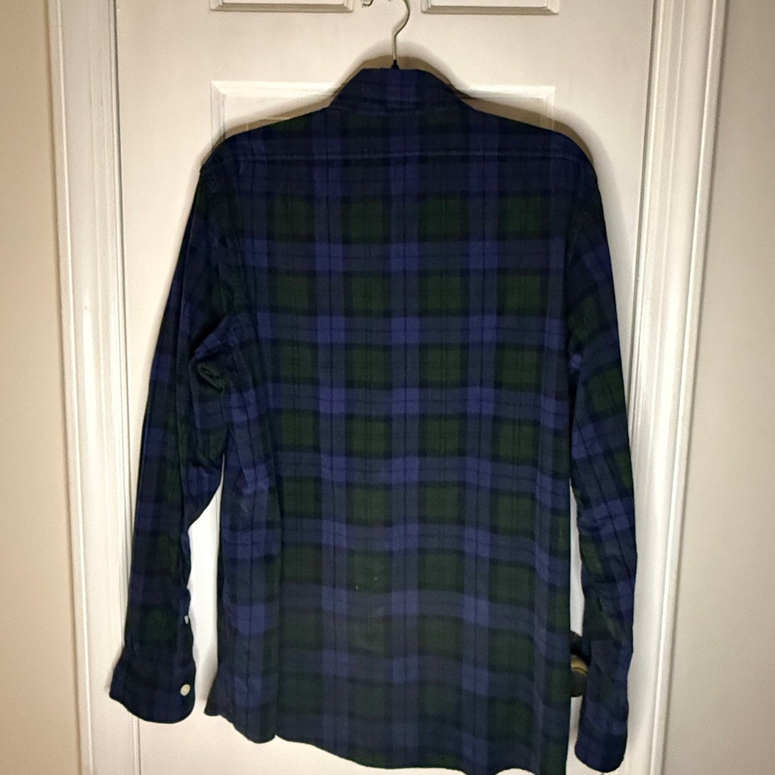 Brooks Brothers Men’s Green/Blue Plaid Button Down Shirt Size Large