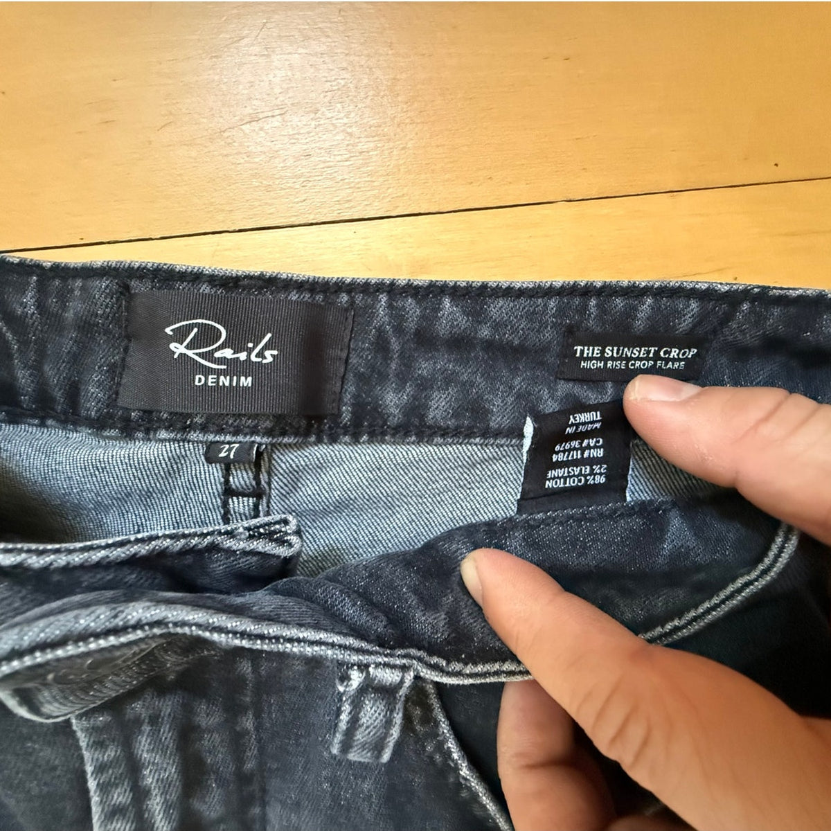 Rails Sunset Crop Slim Flare Jeans - Black Wash - Size 27 - EUC