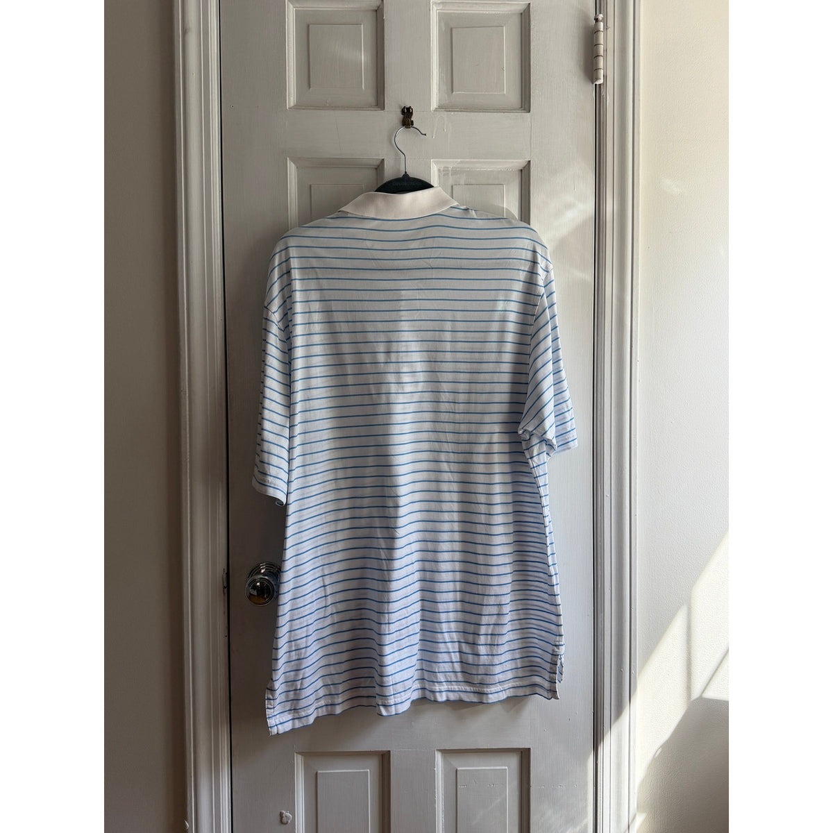 Fairway & Greene Mercerized Cotton Striped Golf Polo Shirt Blue White Size M