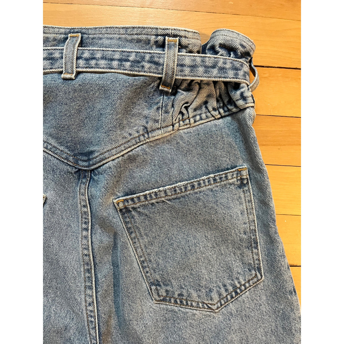 AGOLDE Riya Elasticated Peg Jeans High Rise Tapered Belted Denim 24 Retro